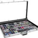 Large Cards Trade Show Display Case, Portable Aluminum Trading and Graded Card Display Frame with Locks, Table Top Aluminum Holder with Clear Acrylic Showcase for Jewelry Craft Collector Shows (34"x 22"-Sliver)