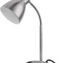 LEPOWER Metal Desk Lamp, Adjustable Goose Neck Table Lamp, Eye-Caring Study Desk Lamps for Bedroom, Study Room and Office (Silver)