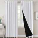 H.VERSAILTEX 100% Blackout Curtains for Bedroom with Black Liner Full Room Darkening Curtains 96 Inches Long Thermal Insulated Back Tab/Rod Pocket Window Drapes for Living Room, 2 Panels, Pure White