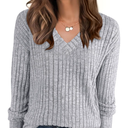 Long Sleeve Shirts for Women V Neck Casual Fall Tops Loose Fit Lightweight Sweaters Tunic Fashion 2025 Clothes, Size S