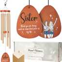 Sister Gifts, 25.5" Wind Chimes for Sister Birthday Gifts for Mothers Day, Sisterhood Wind Chimes for Outside with Catcher-Printed with The Scenes of Embrace and Cheer