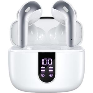 TAGRY Bluetooth Headphones True Wireless Earbuds 60H Playback LED Power Display Earphones with Wireless Charging Case IPX5 Waterproof in-Ear Ear buds with Mic for TV Smart Phone Laptop Computer Sports