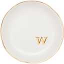 COLLECTIVE HOME - Ceramic Jewelry Tray, Decorative Trinket Dish for Rings Earrings Necklaces Bracelet Watch Keys, Birthday Mother's Day Christmas Gift for Women, 4.75", White Surface (W)