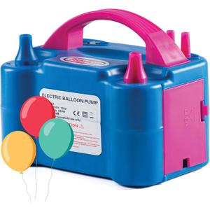 Prextex Balloons Electric Pump Inflate, Blue 110V 600W - Portable Pump with Air Blower & Dual Nozzle Inflator for Fast, Easy Bulk Balloons Filling for Event & Party Decoration - Balloon Pumps Electric