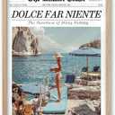 iHery Natural OAK Wood Newspaper Trendy Framed Wall Art, Large Beige 16x20 in Dolce Far Niente Vintage Headline Canvas Wall Art, La Dolce Vita Italian Summer Bedroom Wall Decor Living Room 1Pack