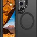 Rayboen for Magnetic Samsung Galaxy S24 Case, [Compatible with Magsafe] [Metallic Camera Lens] [Anti-Slip Silicone Edge] [Semi-Transparent Skin-Feel Back] Durable Phone Cover for S24, Matte Black