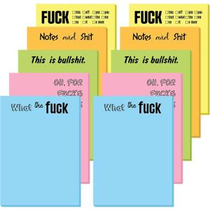 10 Pcs Funny Sticky Notes for Adults Inches Large Sticky Notepad Christmas Fun Gifts Funny Office Supplies for Employee Coworkers(Classic,Multicolor)