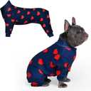 Spark Paws Dog Pajama, Dog Recovery Suit Male, Onesie, Ultra-Soft and 4-Way Stretch, for Small Medium and Large Breeds - Hearts - L