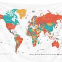 Capsceoll Large Map Tapestry, Camping World Map Colorful World Map Indoor Wall Art Wall Decorations for Living Room Wall Decor Bedroom Luck Wall Decor College Decor 80" L X 60" W,White Orange