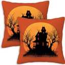 Halloween Throw Pillow Covers 18x18 Set of 2 | Decorative Cushion Cases for Couch, Sofa and Bedroom | All-Seasons Pillowcases for Fall Home Decor, Indoor Outdoor, Living Room, Farmhouse