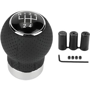 5-Speed Car Shift Knob, Leather Shift Knob Lever Kit, Automatic or Manual Gear Stick Handle Replacement Accessories, Universal Transmission Shift Head for Most Cars (Gear 5/Round Head R Up)