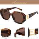 AMOMOMA Oversized Hexagonal Sunglasses for Women, Fashion Womens sunglasess Designer Shades 70s UV400 Polarized AM6646,  Tortoise/Green