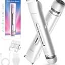 Bikini Trimmer for Women 2 in 1, Dual Head Womens Electric Shaver, Electric Razors for Pubic Hair, IPX7 Waterproof Rechargeable Facial Hair Removal for Shaving Underarm Leg Arm Body Face, White