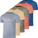 Real Essentials 5 Pack: Mens Short Sleeve Dry Fit Active Crew Neck T Shirt - Athletic Running Gym Workout Tee Tops (X-Large)