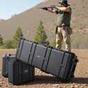 VEVOR Rifle Case, Rifle Hard Case with 4 Layers Fully-protective Foams, Lockable Hard Gun Case with Wheels, IP67 Waterproof & Crushproof, for Rifles or Shotguns, 52 inch