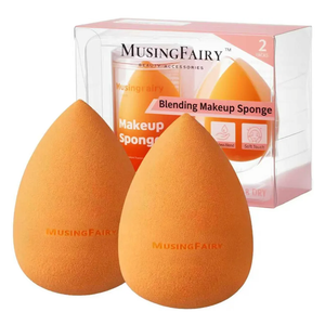 Makeup Sponge 2 Pack, Beauty Blender Sponge with Acrylic Case, Latex-Free Makeup Blending Sponge for Liquid Foundation, Wet & Dry Use, Soft & Streak-Free