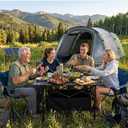 Moosinily Camping Table 4Ft Lightweight Metal Folding Picnic Camp Table Adjustable Height Portable Roll-Up for Outdoor, Camp, Beach, BBQ, Patio with Carrying Bag 47.2''x21.6''x 28''