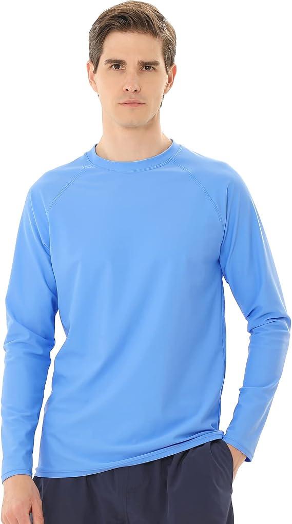 Men's Long Sleeve Rash Guard Quick Dry Swim Shirts UPF 50+ UV Sun Protection Tee Surfing Tops Size L