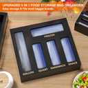 DALSHABET 9 IN1 Bamboo Storage Bag Drawer Organizer with Cutter, Foil and Plastic Wrap Dispenser for Kitchen Storage Compatible with All Brands Gallon, Quart, Sandwich & Snack Size Bags - Black