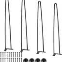 VEVOR 28" Hairpin Furniture Legs, Metal Home DIY Projects for Nightstand, Coffee Table, Desk, 500lbs Load Capacity with Rubber Floor Protectors, Metal Heavy Duty Sturdy Modern Table Legs, 4PCS Black (28 Inch solid)