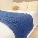 Chunky Knit Blanket Throw 48"x71", Chenille Throw Blankets, Handmade Warm & Cozy Blanket Couch Bed Home Decor, Soft Breathable Fleece Banket, Christmas for Couch Bed Sofa Best Gift (Navy Blue)