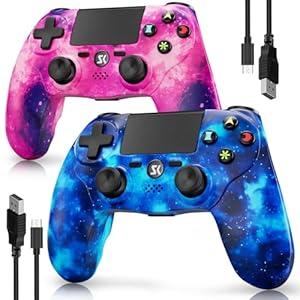 Controller for PS4, Wireless Controller 2 Pack for Sony PlayStation 4/ Slim/ Pro, Remote Control with 6-Axis Motion Sensor/ Double Vibration/ Sensitive Touch Pad/ Speaker & 3.5mm Audio Jack/ 800mAh Battery