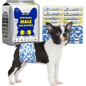 Dono Dog Diapers Male, Disposable Male Dog Wraps 30ct, Ultra Absorbent Doggie Diapers, Rapid-Dry Leak-Proof Puppy Diapers, Wetness Indicator Excitable Urination Incontinence, Small