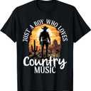 Just a Boy Who Loves Country Music T-Shirt, Size: L