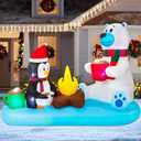 9FT Long Christmas Inflatables Decorations, Outdoor Penguin & Polar Bear Campfire Giant Blow Up with Built-in LED Lights for Yard Garden Lawn Holiday Decor