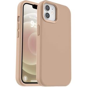 Vooii Compatible with iPhone 12 Case/iPhone 12 Pro Case, Liquid Silicone Upgrade [Soft Anti-Scratch Microfiber Lining] [Shockproof Drop Protection] Phone Case 6.1 inch - Light Brown