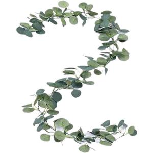 Artificial Eucalyptus Garland Faux Silk Leaf Dcor Anniversary Engagement Party Wedding (1 Pcs Round Leaf)