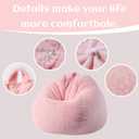 ENBAOHUI 3FT Faux Fur Comfy Memory Foam Bean Bag Chairs for Kids or Babies with Filling Bean Bag Sofa with Handle Super Soft Washable Faux Fur Fabric Lazy Sofa 3 Foot Pink