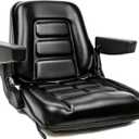 Universal Fold Down Forklift Seat with Adjustable Angle Back,Armrest,Micro Switch and Slide for Tractor,Excavator Skid Loader Backhoe Dozer Telehandler ZTRs