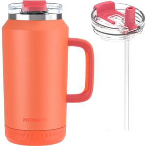 Hydraful 64 oz Tumbler with Handle and Straw - 100% Leak-Proof - Insulated Cup Reusable Stainless Steel Large Water Bottle Travel Mug for Gym, Hiking, and Camping - Gifts for Women Men Him Her (Goldenrod)