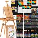 VISWIN Professional All-in-One Art Painting Kit with Beech Wood French Easel, 96 Acrylic, Watercolor & Oil Paint Set, Canvases, Painting Set with Supplies for Adults, Artists, Beginners