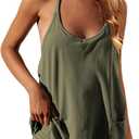 Yidarer Womens Summer Athletic Mini Dress Sleeveless Spaghetti Strap Built-in Shorts Scoop Neck Sundress with Pockets (Green, XS)