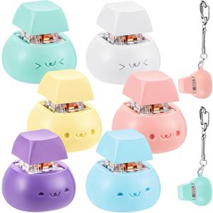 Taiyin 6 Pcs Keyboard Toy Clicker Keyboard Fidget Keychain Decompression Toys Button Stress Relief Gifts for Adult to Relief Stress Pass the Time (Nomal Style,Macaron Colors)