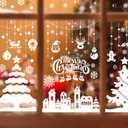7 x MISS FANTASY Christmas Window Clings Decorations, 10 Sheets Merry Christmas Scene Window Stickers for Glass Window Snowflakes Decals White Winter Snow Scene Xmas Decorations for Home Indoor