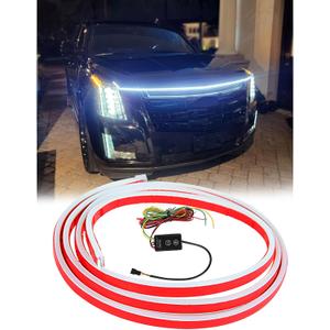 Car Hood Light Strip,White 71 Inches Dynamic Car LED Strip Lights,Turn Signal Lamp,Waterproof IP66 DRL Compatible with Dodge Ram 1500 2500 GMC Sierra 1500 2500 Chevy Silverado 1500 2500