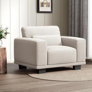 Marsail 40" Accent Chair, Modern Armchair with Deep Seats, Comfy Upholstered Reading Chairs for Bedroom, Single Sofa Chair for Living Room, Easy to Clean with Removable Covers, Beige