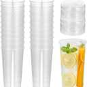 20 Pieces Disposable Split Cup for Drinks, Round Plastic Drink Cups with Lids, Clear Double Grid Bubble Tea Cup Smoothie Coffee Mug Sharing Tumblers for Milk Tea Juice Party Supplies Valentines Day