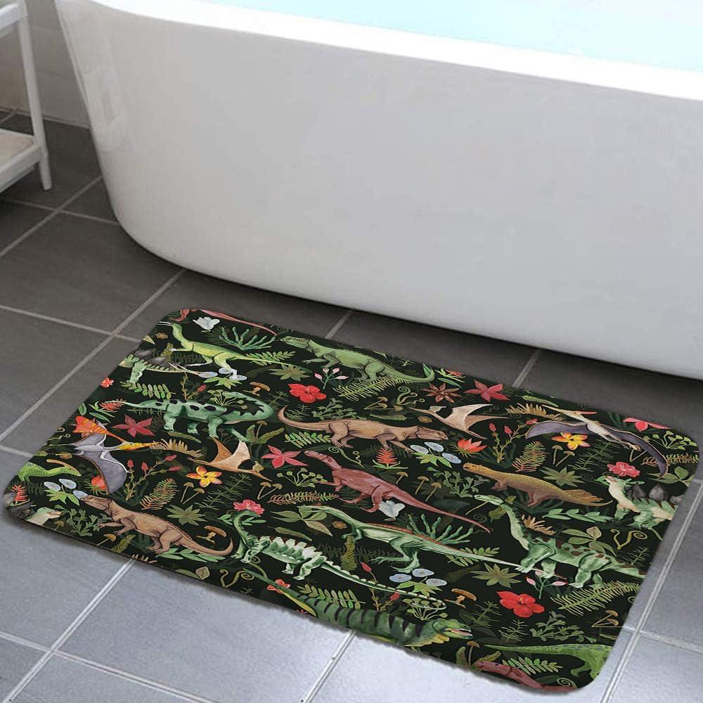 Dinosaurs Cute Dino Kids Bath Mat Dinosaur Jungle Funny Cartoon Bath Rug Boys Girls Children Bathroom Accessories Soft Non Slip Rug Sets for Bathroom Bedroom Kitchen Outdoor Indoor 17X29IN
