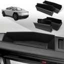 BestEvMod 4PCS Front&Rear Door Handle Storage Organizer Compatible with Tesla Cybertruck 2025 2024 Interior Inner Door Side Organizer Insert Tray Box with PVC Trim Lines Injection Molded (Upper)