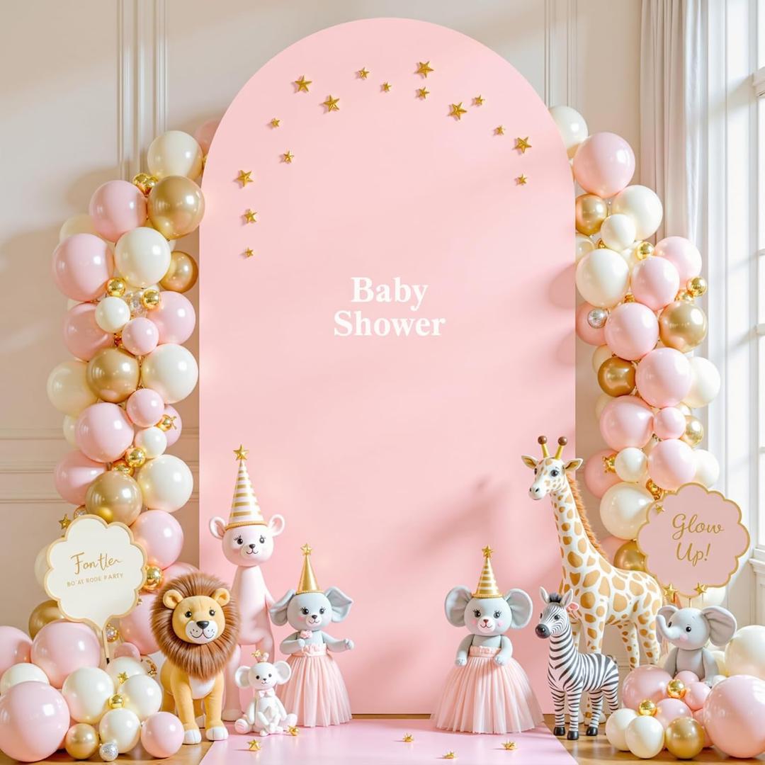 Dusty Rose Arch Backdrop Cover, 6.6FT Polyester Fitted Wedding Arch Stand Covers Round Top Chiara Stretchy Arch Backdrop Cover for Wedding Ceremony Birthday Party Baby Shower Banquet Decoration