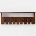 Wooden Coat Rack Wall Mount with Shelf, Heavy Duty Entryway Organizer with 8 Hooks,Coat Hooks Hanger for Coats, Hats, Bags & Towels, Walnut Wall Hanger for Hallway, Bedroom, Kitchen (8 Hooks)