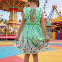 Goodstoworld Toddler Girl Dress for Kids Summer Beach Ruffle Tie Back Dresses for 2-8T (Green)