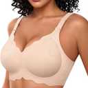 OEAK Women Bras No Underwire Scalloped Push Up Buttery Soft Tshirt Bra Seamless Full Coverage Convertible Everyday Bra (3XLarge, Jacquard Nude)