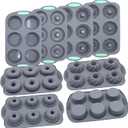 Tongjude 8 Pieces Silicone Donut Pans, Nonstick Silicone Muffin Pans, Heat Resistant Kitchen Oven Baking Cups, Dishwasher Safe and Microwave Safe, Grey