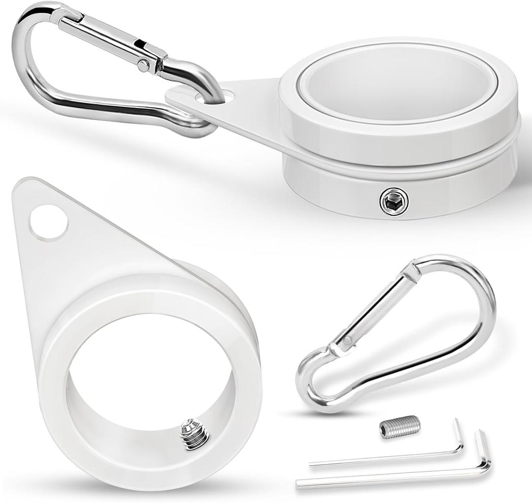 1" White Flag Pole Rings, 2 Pcs Anti Wrap Aluminum Alloy Flag Pole Clips Swivels, 360 Rotating Flagpole Flag Mounting Rings, Spinning Flag Pole Kit for 0.75-1.02" Diameter (1, White)