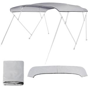 4 Bow Bimini Top Replacement Cover Waterproof 600D Sun Shade Boat Canopy with Storage Boot,Blue/Gray 54''-103''W x 96''L x 54''H